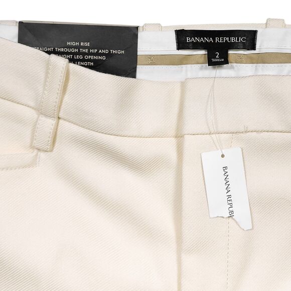 Banana Republic Women's Wool Pants Ivory High Rise Straight Leg Trousers 2 NWT - Picture 3 of 7